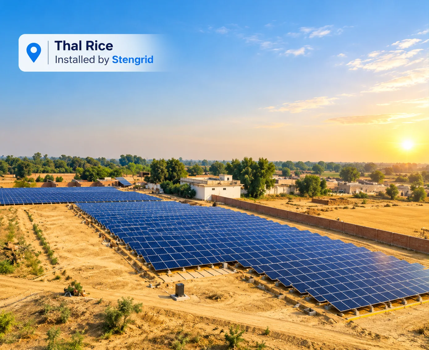Ground-mounted solar plant at Thal Rice, installed by StenGrid